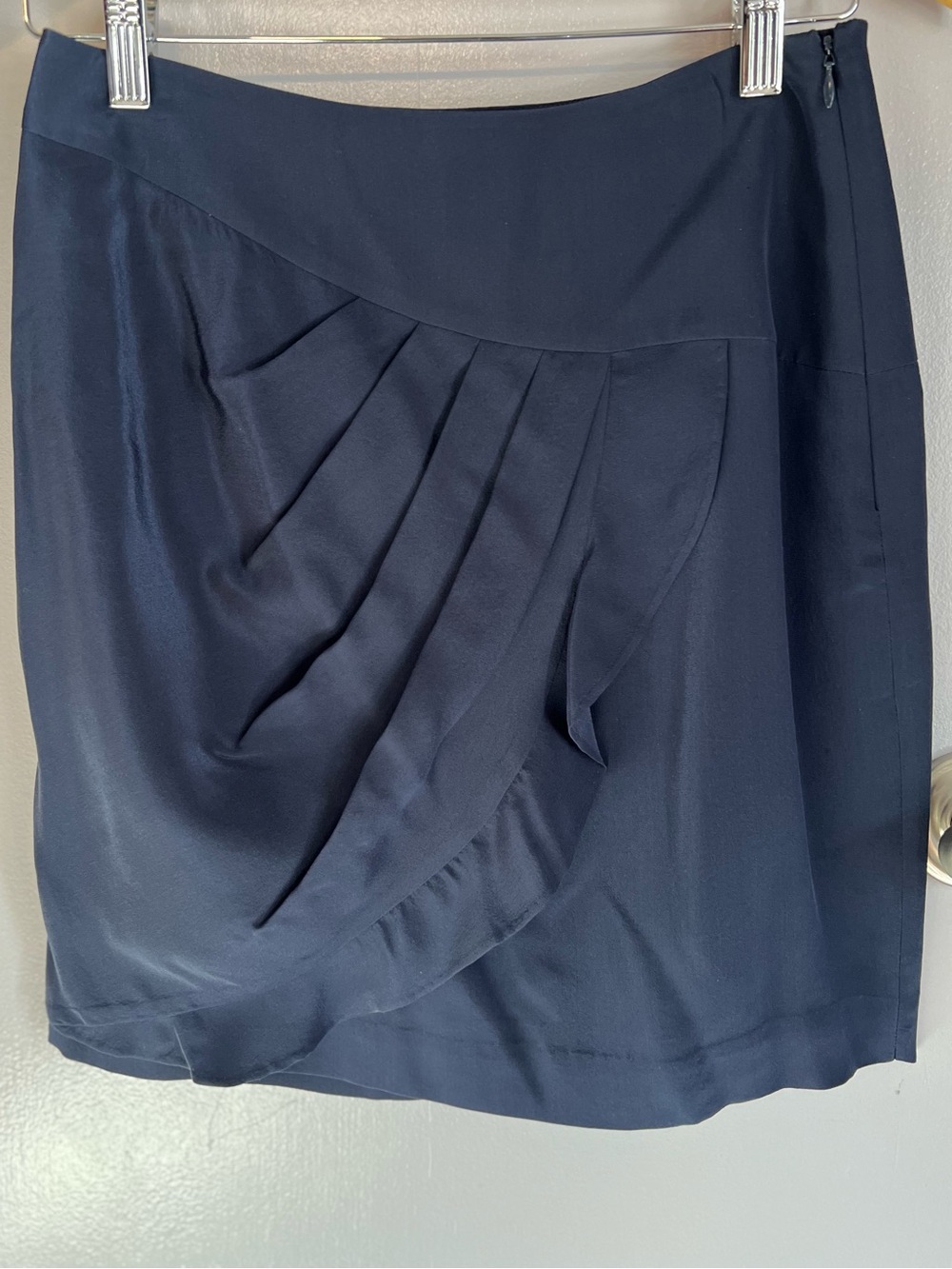 Barneys New York Exclusively for The COOP Silk Draped Mini Skirt in Blue Size 4